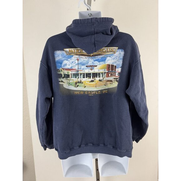 HARLEY DAVIDSON Men's Vtg Navy Blue Zip Hoodie "Mike's Famous New Castle DE" XL - Picture 3 of 6